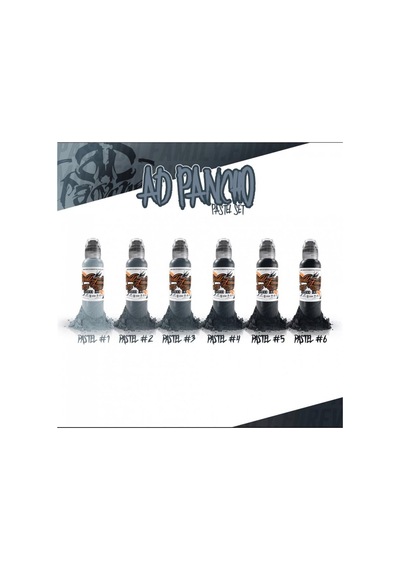 A.d Pancho Pastel Greys 6'lı Set - World Famous Ink Dövme Boyası - 1oz/30ml