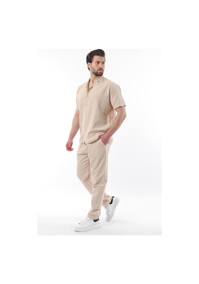 Madmext Bej Over Fit Erkek Gömlek Takım E7303 Bej