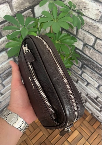 Guard Leather Guard Kahverengi Hakiki Deri Şifreli El Çantası Çok Renkli