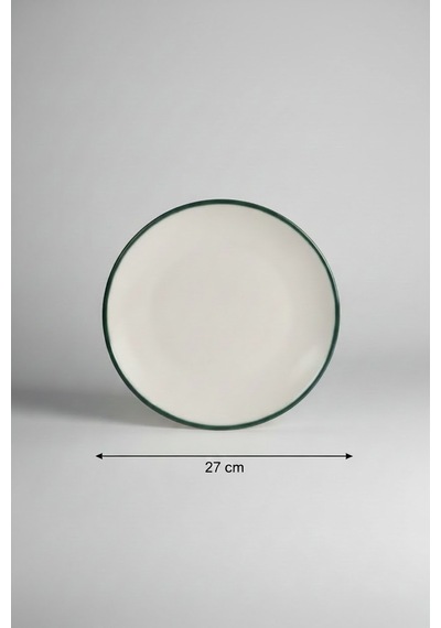 6'lı Valencia Servis Tabağı 27cm Rim Yeşil Rinart Krem