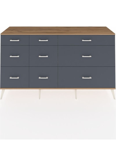 Kronos Konsol 9 Çekmeceli 176x59x99 Çam-çam/antrasit Atlas Çam/antrasıt - Atlas Çam