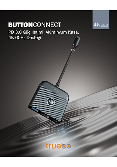 Truebo ButtonConnect 3in1 Aç/kapa Tuşu HDMI Hub