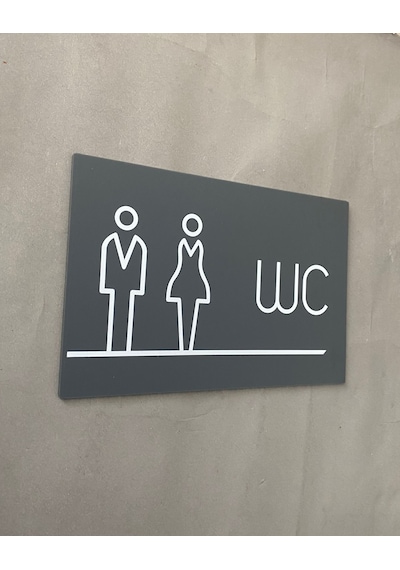 Mat Antrasit Lux Wc Yönlendirme Levhası