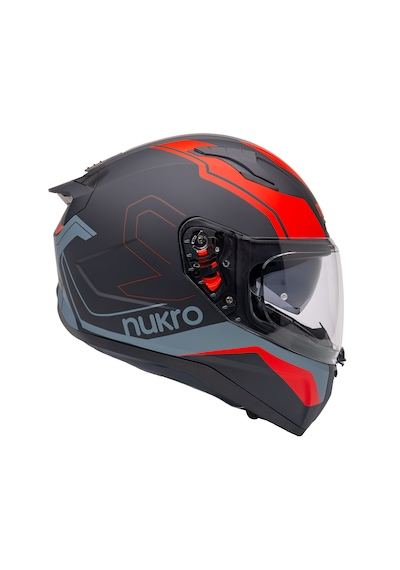Nukro B-506 Stars Güneş Vizörlü Kapalı Motosiklet Kaskı Siyah - Kırmızı