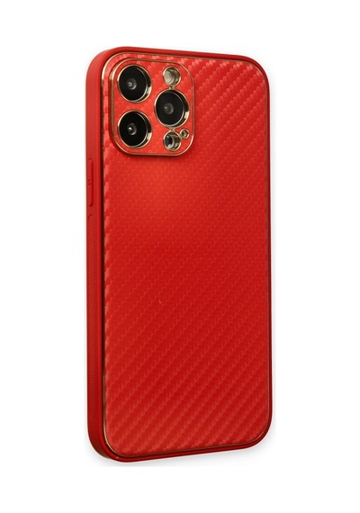 Apple  Uyumlu  iPhone 13 Pro Max Kılıf Coco Karbon Silikon Kırmızı