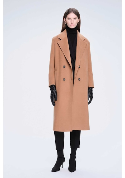 Hatemoğlu Camel Dinamik Fit Ceket Yaka Kaşe Yünlü Manto 2957125 Camel