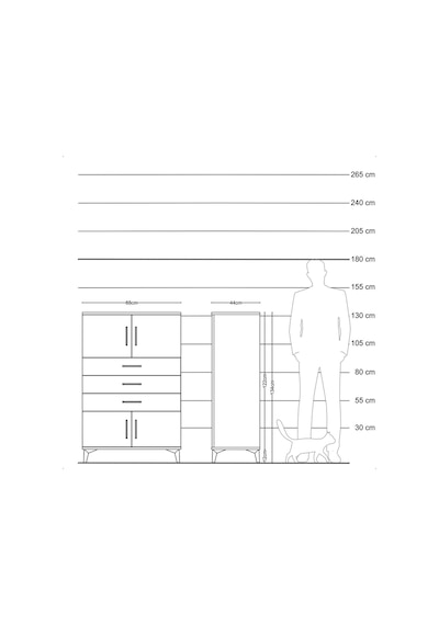 Hyperion Dolap Tek Raflı 3 Çekmeceli 4 Kapaklı 88x44x134 Antr... Antrasit