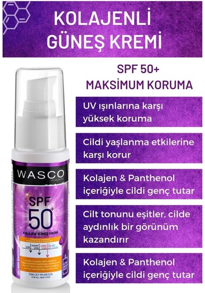 Yaşlanma Karşıtı Spf50+ Kolajenli Güneş Kremi Collagen-panthenol-hyaluronic Acid 50ml