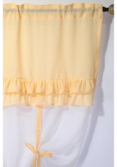 Cotton Maison Country Style Potlu Perde, 220 X 200, 4690, Sarı Çok Renkli