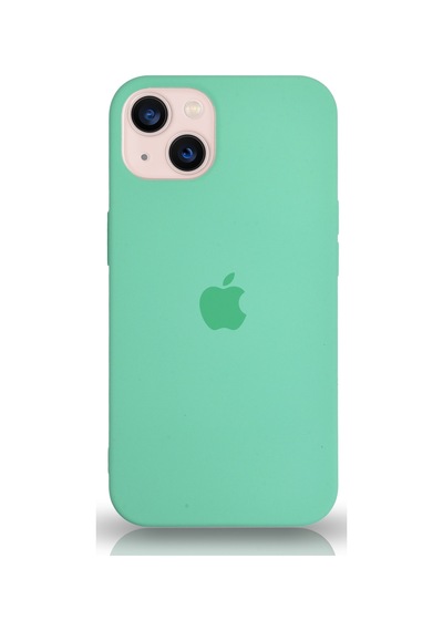 Apple Uyumlu  iPhone 13 Mini Logolu Silikon Kılıf Altı Kapalı İçi Kadife Lansman Arka Kapak