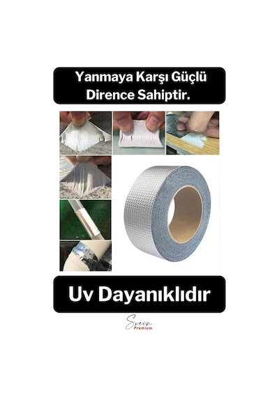 Su Geçirmez Sızdırmaz Alev Önleyici Dayanıklı Sakız Bant 48 Mm X 2 Mt Alüminyum Tamir Bandı
