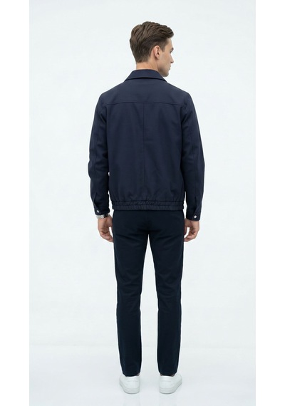 Plus Scorpion Erkek Slim Fit Bomber Fermuarlı Mont Ceket Esnek Kumaş Günlük Şık Casual Ceket Lacivert