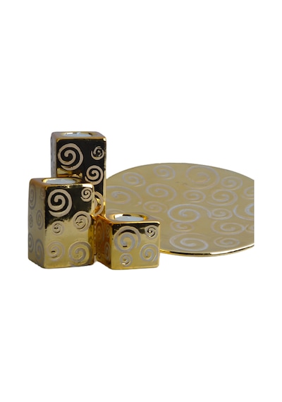 Lüks Porselen 3lü Tealight Mumluk Şamdan Biblo Heykel Hediyelik Dekoratif Ürün Masa Süsü Ev Hediye 1