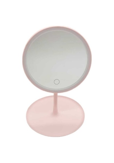 Led Işıklı Dokunmatik Masa Üstü Makyaj Aynası Pembe Pembe