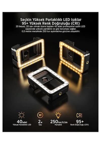 4k Hd 15x Makro Lens Led Dolgu Işığı Telefon Kamera Lens Aparatı