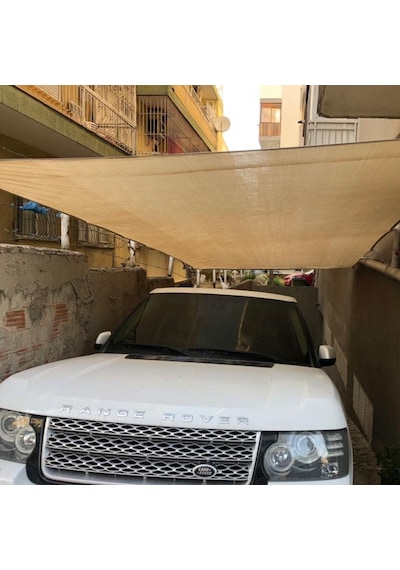 Morilu Krem Gölgelik File - 95lik Çit Filesi Siyah Şeritli Halkalı
