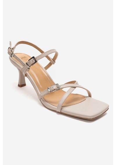 Luvishoes Nebel Bej Cilt Kadın Topuklu Ayakkabı