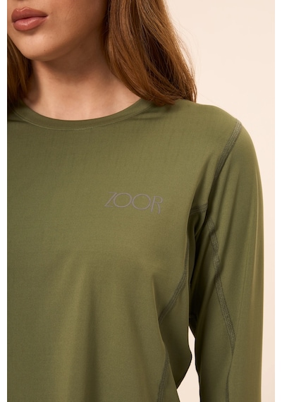 Zoor Kadın Uzun Kol Compression Fitness Gym Spor Body Tshirt Yeşil