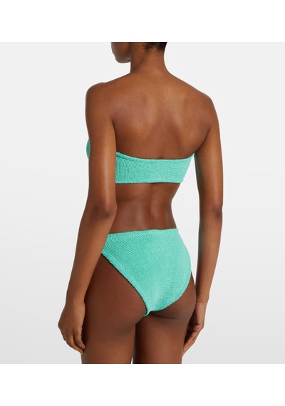 Deep Beach Straplez Dokulu Kumaş Bikini Takım Yeşil