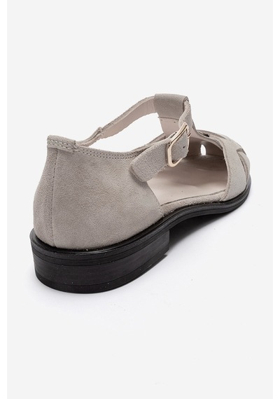 Luvishoes Dexara Bej Süet Hakiki Deri Kadın Sandalet