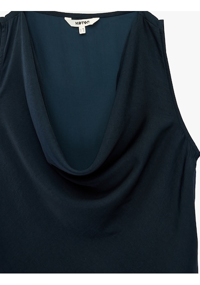 Koton Kolsuz Degaje Yaka Saten Bluz Lacivert 6sak60029pw