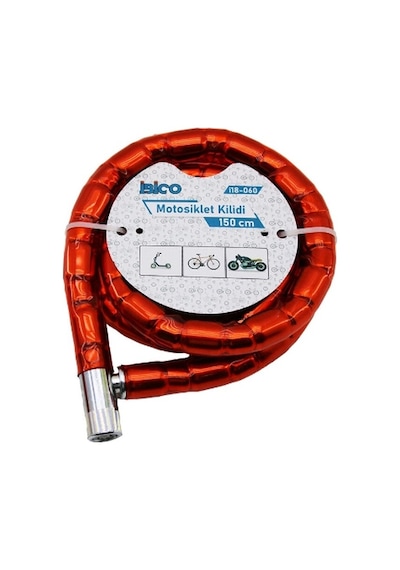 Kırmızı Motor Bisiklet Kilidi 22 Mm X 150 Cm Diğer
