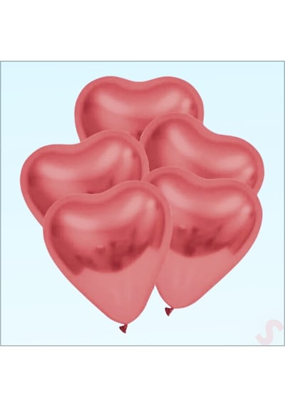 Krom Kalp Balon, Gül Kurusu - 30cm X 5 Adet
