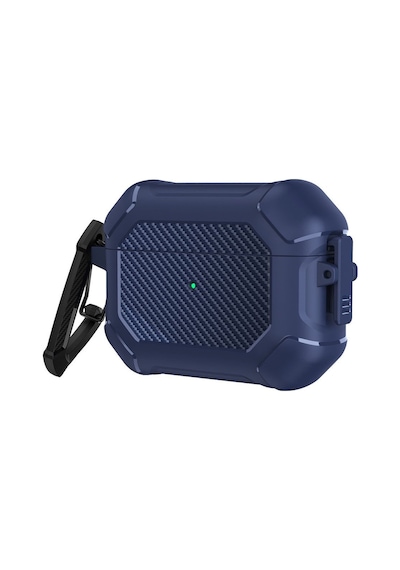 Apple Uyumlu AirPods Pro 3. Nesil İle Kılıf Kilitli Armor Tank Karbon Detaylı Difu Case Lacivert