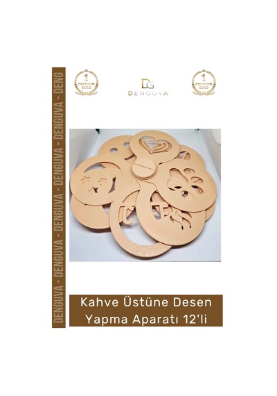 Kahvedeseni Seti Barista Latte Art Stencil 3d Baskı Takımı Kahve Üstüne Desen Yapma Aparatı 12'li Çok Renkli