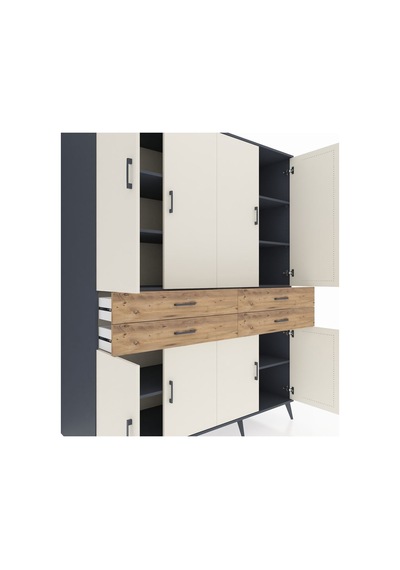 Kronos Gardrop 8 Raflı 4 Çekmeceli 8 Kapaklı 176x59x221 Antrasit-aytaşı/çam Aytaşı/çam Kronos Gardrop 8 Raflı 4 Çekmeceli 8 Kapaklı 176x59x221 Antrasit-aytaşı/çam Aytaşı/çam