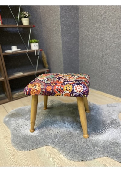 Trend Naturel Retro Ahşap Ayak Uzatma Pufu Makyaj Koltuğu Bench Tabure