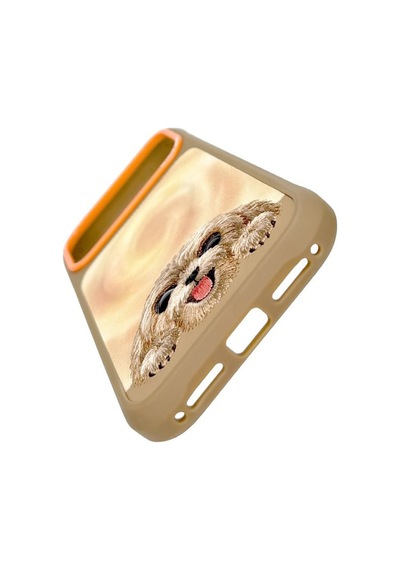 Desert İphone 18 Pro Uyumlu Magsafe Kılıf Gerçek Nakış İşlemeli, Takip Eden Gözlü Köpek