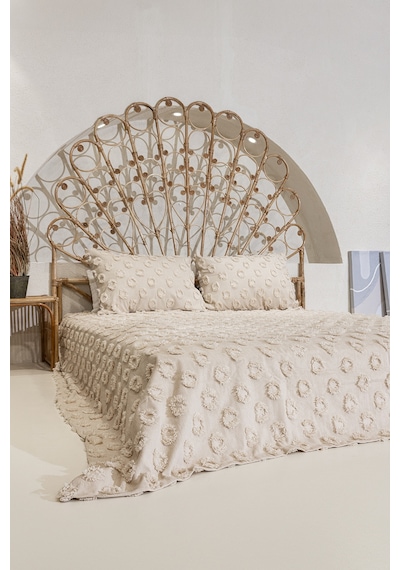 Sitra Bej Çift Kişilik Püsküllü Yatak Örtüsü 230x250 2 Yastık 50x 400509