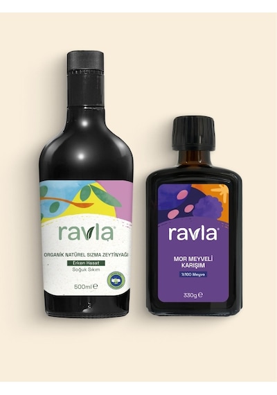 Ravla Mor Meyveli Karışım 330 G + Ravla Organik Zeytinyağı 500 ML Yüksek Polifenol Serisi