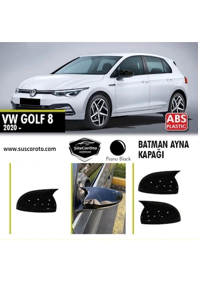 Vw Golf 8 2019 Sonrası Uyumlu Batman Yarasa Ayna Kapağı Piano Black ABS Plastik (00) (ŞüsCarOto Aksesuar)