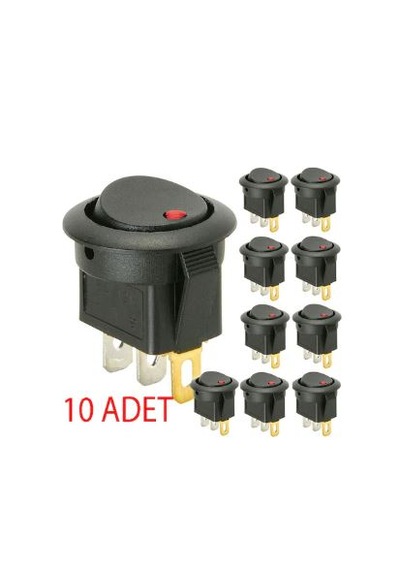 Tek Devre Oval Anahtar Kırmızı Nokta Işıklı 1-0 10adet