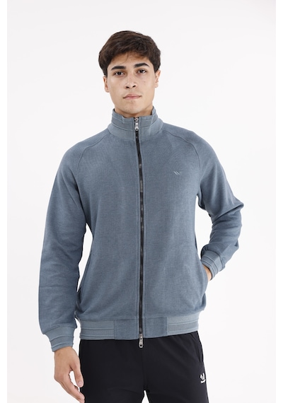 Rowinger Polo Yaka Rahat Kalıp Selanik Yapıda Mevsimlik Spor Görünümlü Sweatshirt PETROL