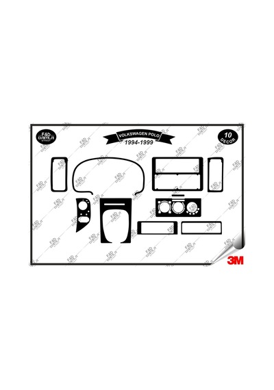 Volkswagen Vw Polo 1994 1999 Torpido Konsol Trim Göğüs Maun Kaplama Set 10 Parça Siyah