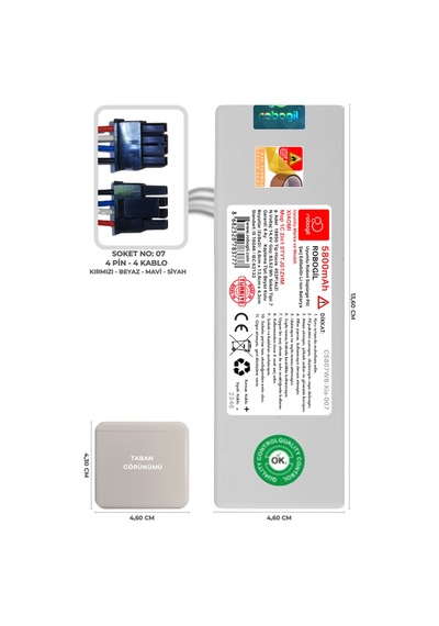 Xiaomi Mop 1c 2in1 Stytj01zhm 5800mah Uyumlu Robot Süpürge Pili C5807wb-xia-007