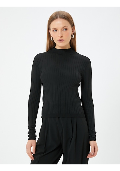 Koton Balıkçı Yaka Triko Kazak Uzun Kollu Slim Fit Siyah 5wak90007ht Siyah
