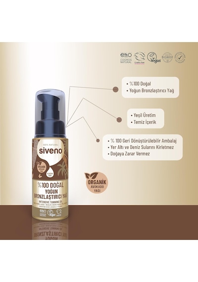 %100 Doğal Bronzlaştırıcı Yağ Organik Avokado Yağı Nemlendirici Yoğun Bronzlaştırıcı 50 Ml