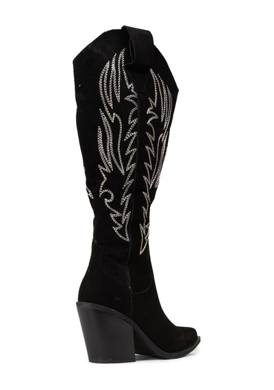 Deery Kadın Hakiki Süet Siyah Western Çizme - Z1614zsyhc01 Siyah