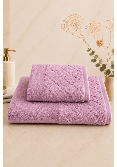 Sahra 2'li Banyo Havlu Seti Havlu Banyo Havlusu I Hamam Seti I Çeyiz Havlusu 70 X 140 Cm - 50 X 90 Cm Pudra