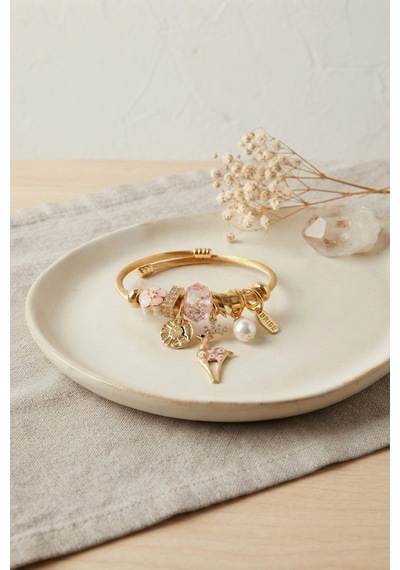 Geyik Model Gold Renk Pembe Charmlı Bileklik 6446404