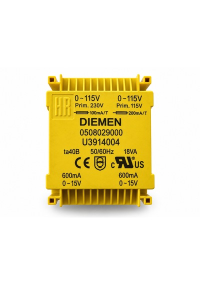 Diemen Trafo 18va 230v/115v 2x15v 600ma U3914004 0508029000