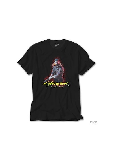 Cyberpunk 2077 Cyberman Siyah Tişört Siyah
