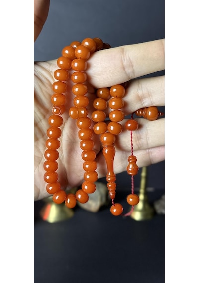 Osmanlı Sıkma Kehribar Numan Çamurdaş 8x9.5mm. 30.5gr.