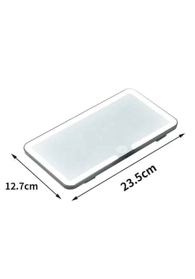 Techtic Araç İçi Led Işıklı Makyaj Aynası Dokunmatik Şarjlı 3 Modlu Hd Güneşlik Aynası 23,5-12,7 Cm Beyaz