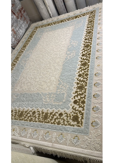 Sanat Halı Delüks 6970 Salon Halısı Krem Mavi