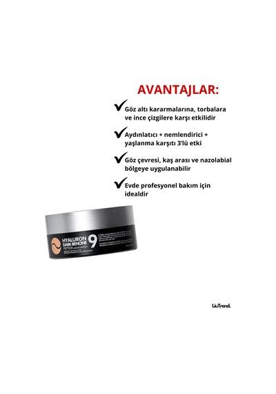 Medipeel Hyaluron Dark Benone Peptide 9 Ampoule Eye 60 Adet Peptitlerle Aydınlatıcı Göz Bandı M0086